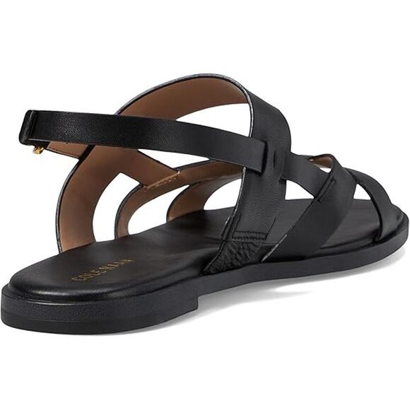 NWT Cole Haan Women's Fawn Flat Sandal, Black Leather-Size 5 - Picture 4 of 5